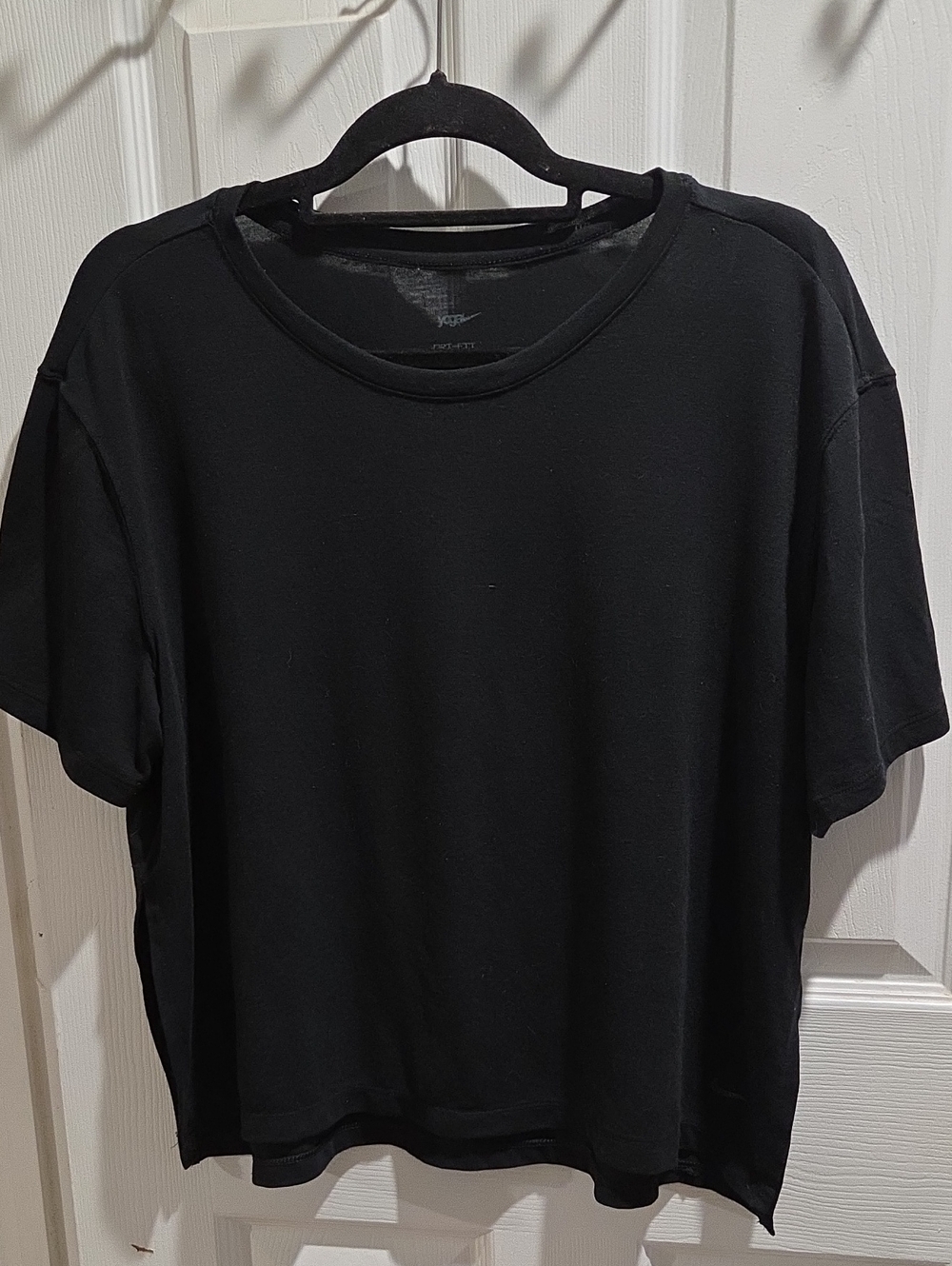 Nike Women's Yoga DRI-FIT Black Short-Sleeve Crop Tee